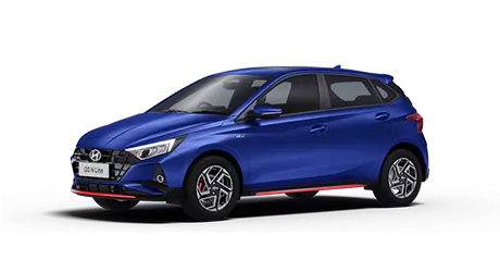 hyundai i20 standing in blue color